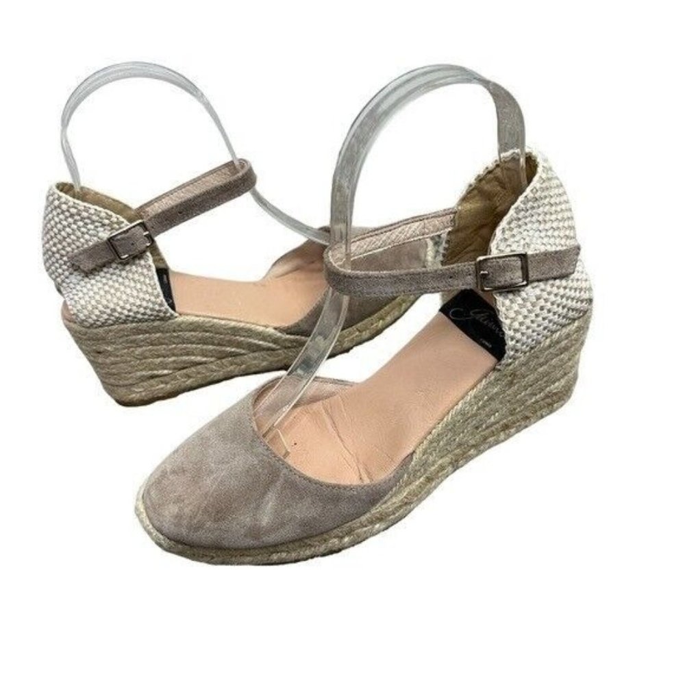 Anthropologie Giamo Obi Tan Suede Wedge Espadrilles Size 7 - Picture 1 of 8